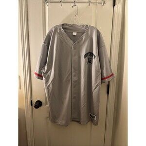 Men's Button Up Short Sleeve Baseball Shirt Top Detroit 35 Size XL 46-48 Gray